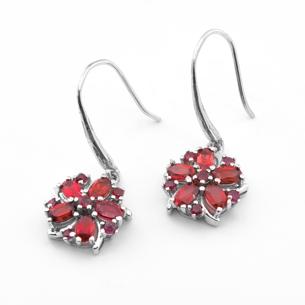 Boucles d'oreilles grenat argent Mirella